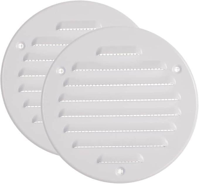 Vent Systems - 4 Inch Pack of 2 White Metal Round Soffit Air Vent Grille Cover by VentSystems