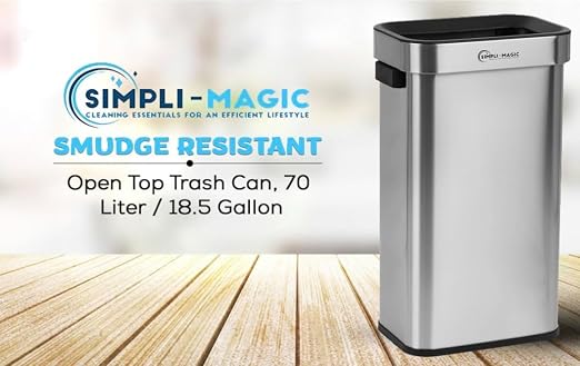 SIMPLI-Magic 18.5 Gallon Open Top Trash Can – Rectangular Commercial Trash Can - Image 2
