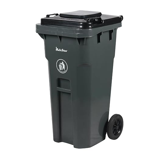 32 Gallon Trash Can with Wheels Outdoor Trash Can with Wheels and Lid by PlasticPrince