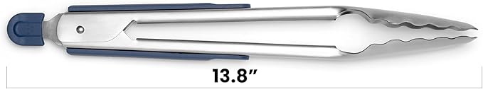 Tongs, 13-Inch Black Stainless Steel with Silicone Tips