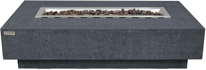 Elementi | Hampton Gas Fire Pit Cast Concrete 56" Rectangular Fire Table - Image 3
