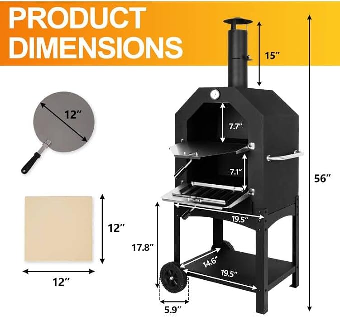 Outdoor Pizza Oven Wood Fired Pizza Oven Patio Portable Pizza Maker Cooking - Image 2