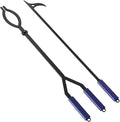 40" Fire Log Tongs Firewood Grabber and Fire Poker Set, Large Fire Pit Tool by CKLT
