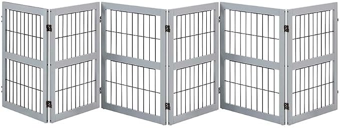 unipaws 132" Extra Wide Dog Gate, 31.5” Height Free Standing Tall Pet Fence by unipaws