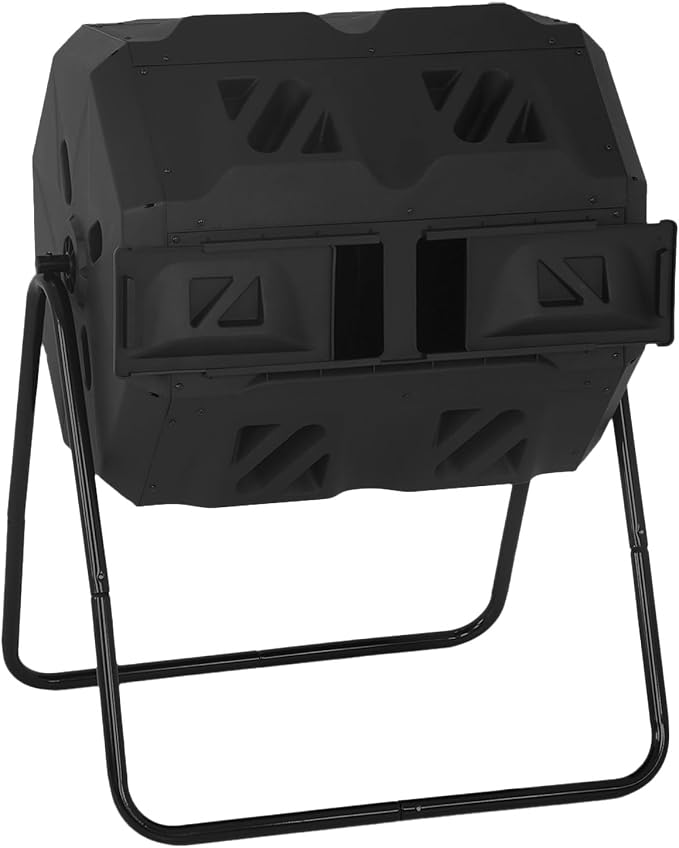 FDW Outdoor Compost Bin, 43 Gallon Dual Chamber Tumbling Composting Bin by FDW