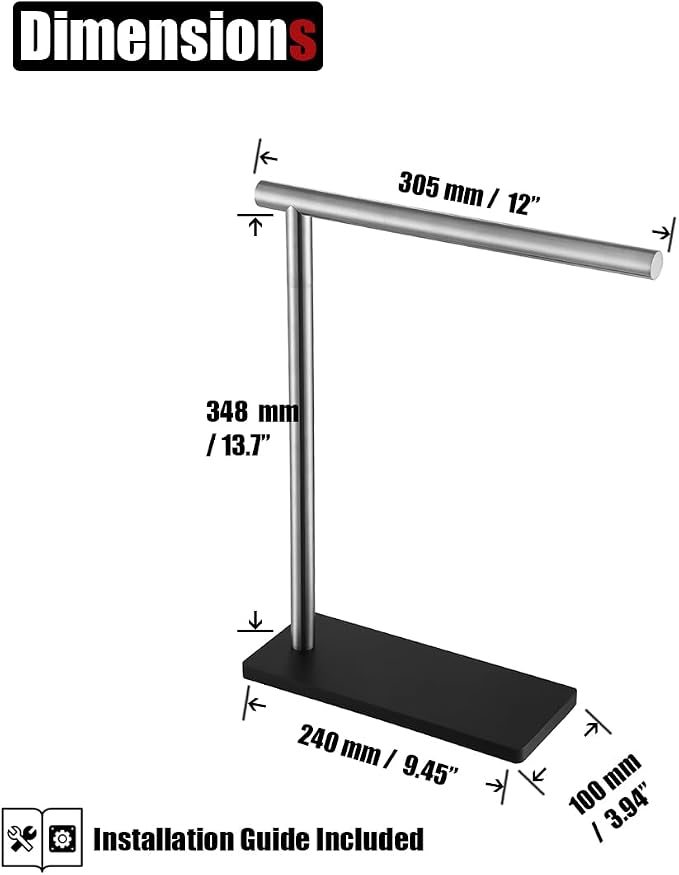 JQK Hand Towel Holder Stand Brushed, Modern Tree Rack Free Standing - Image 2