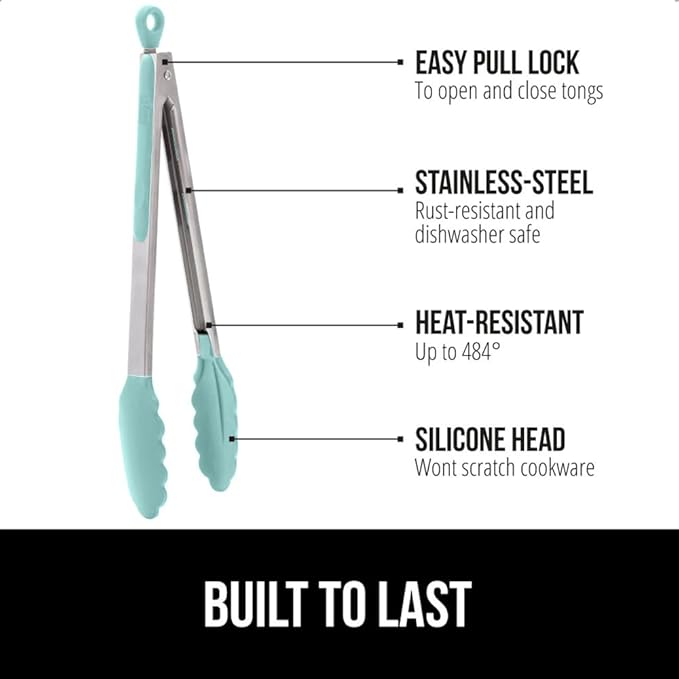 Tongs with Silicone Head and Stainless Steel Frame in Mint