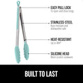 Tongs with Silicone Head and Stainless Steel Frame in Mint