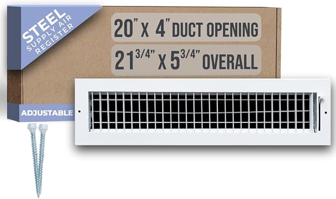 Fits 20x4 Duct Opening Steel Adjustable Air Supply Grille by Handua | Register by Handua