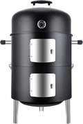 Charcoal BBQ Grill, Heavy Duty 3-in-1 Barbecue Smoker Grill by Sunlifer