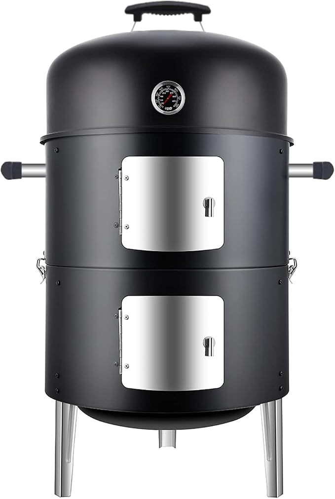 Charcoal BBQ Grill, Heavy Duty 3-in-1 Barbecue Smoker Grill by Sunlifer