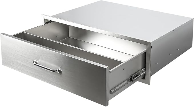 Outdoor Kitchen Drawers 30" W x 10" H x 23" D Flush Mount BBQ Single Drawers by SGOLAN
