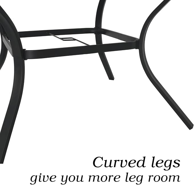 58" Patio Outdoor Round Table for 8 Person, All Weather Metal Black Round Patio - Image 7