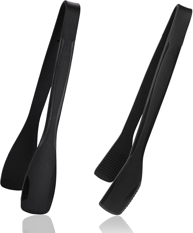 Tongs, 11 Inch Black Silicone Tip Stainless Steel Kitchen Tongs, 2-Pack