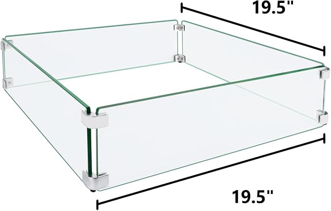 Fire Pit Wind Guard, 19.5" Glass Wind Guard - Image 2