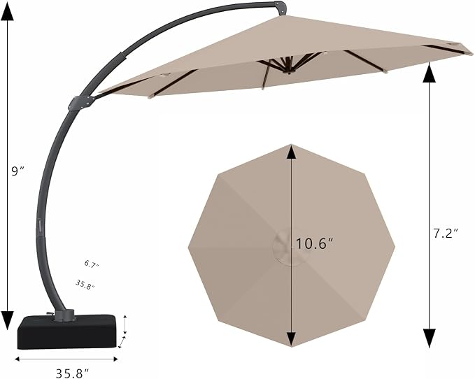 7 Piece Patio Dining Set with 11ft Patio Umbrella, 7 Navy Outdoor HDPE Dining - Image 2