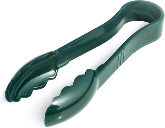 Serving Tongs, Green Polycarbonate Plastic, Set of 12, 6 Inch