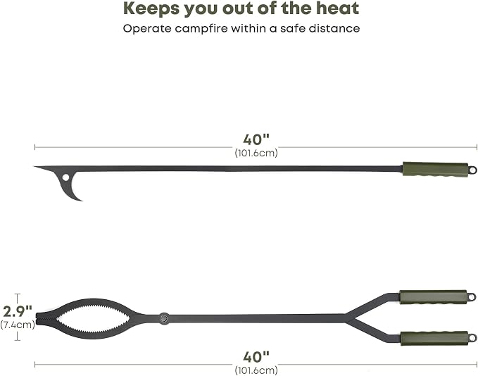 Stanbroil 40" Firewood Tongs and Fire Poker Set, Large Campfire Tongs Tool Set - Image 4