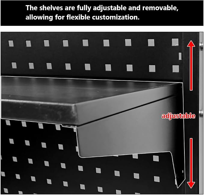 JZD Steel Free Standing Pegboard Shelf Unit, Metal Pegboard Floor Display System - Image 6