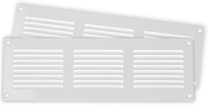 Repa Market 2-Pack 12x4 Inch Air Vent Cover/White Galvanized Steel Louvered by RepaMarket