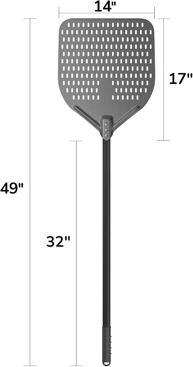G.a HOMEFAVOR 14" x 17" Perforated Pizza Peel 49 Inch overall, Rectangular - Image 2