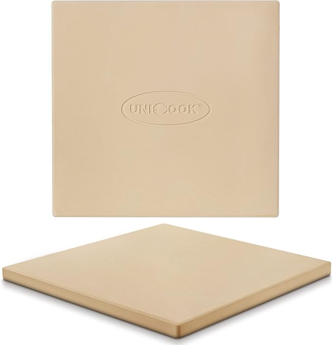 Unicook Pizza Stone for Oven and Grill, 12 inch Square Bread Baking Stone by UNICOOK