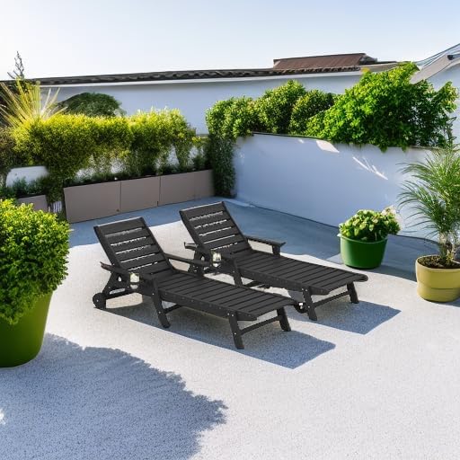 SERWALL Patio Chaise Lounge Chair Set of 2, Poly Lounge Chair - Image 5