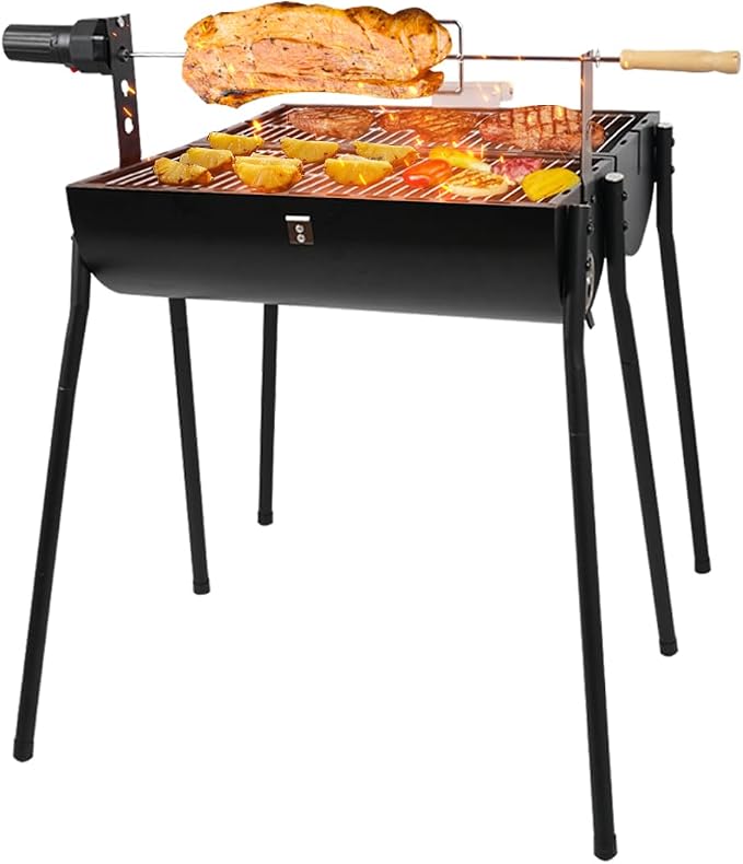 Portable Charcoal Grill with Thermometer, Double-sided Smoker Grill by PAXLINSEN