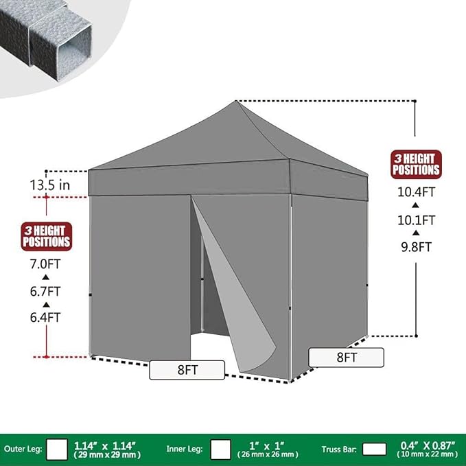 Eurmax USA 8'x8' Pop-up Canopy Tent Commercial Instant Canopies - Image 2