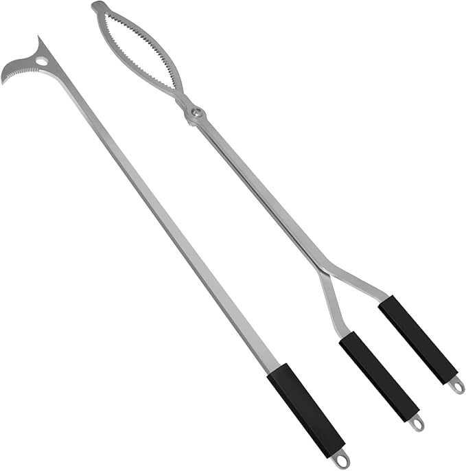 Stainless Steel Fire Tongs, 32-Inch Log Grabber for Fire Pit or Fireplace
