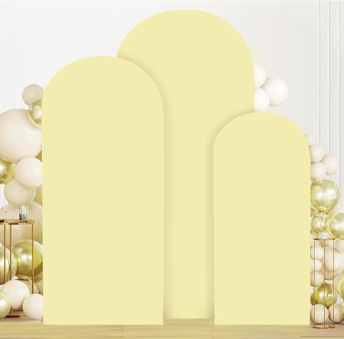 MODFUNS Light Yellow Arch Cover Set of 3 Spandex Arch Stand Cover 4ft 5ft 6ft - Image 2