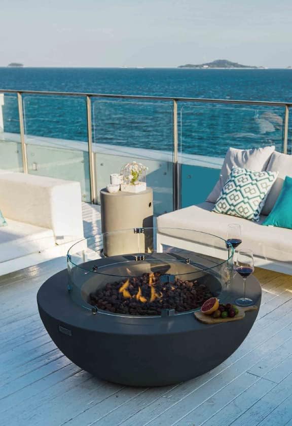 Elementi | Lunar Gas Fire Pit Cast Concrete 42" Round Fire Table, Outdoor Fire - Image 5