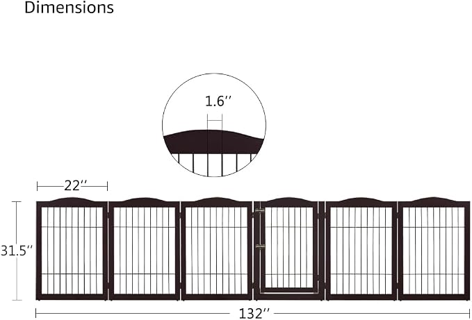 unipaws 132" Extra Wide Dog Gate and Pet Playpen, Free Standing Tall Dog Fence - Image 6