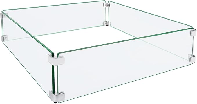 Fire Pit Wind Guard, 19.5" Glass Wind Guard by ProtectYourOutdoorProductsforLongerLife