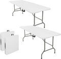 Set of 2 Folding Tables with Carrying Handle Lightweight Rectangular Portable by JALANCY