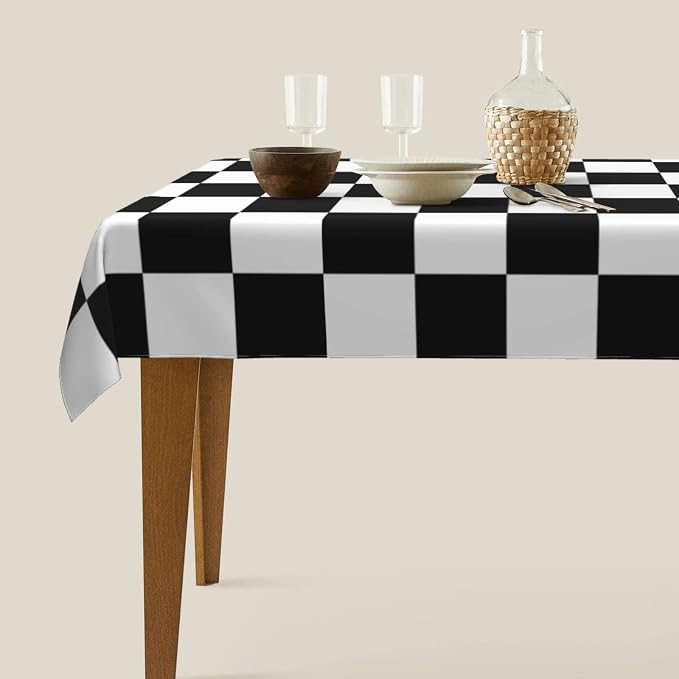 Worltoldb Checkered Polyester Tablecloth, Water Resistant, All-Season - Image 2