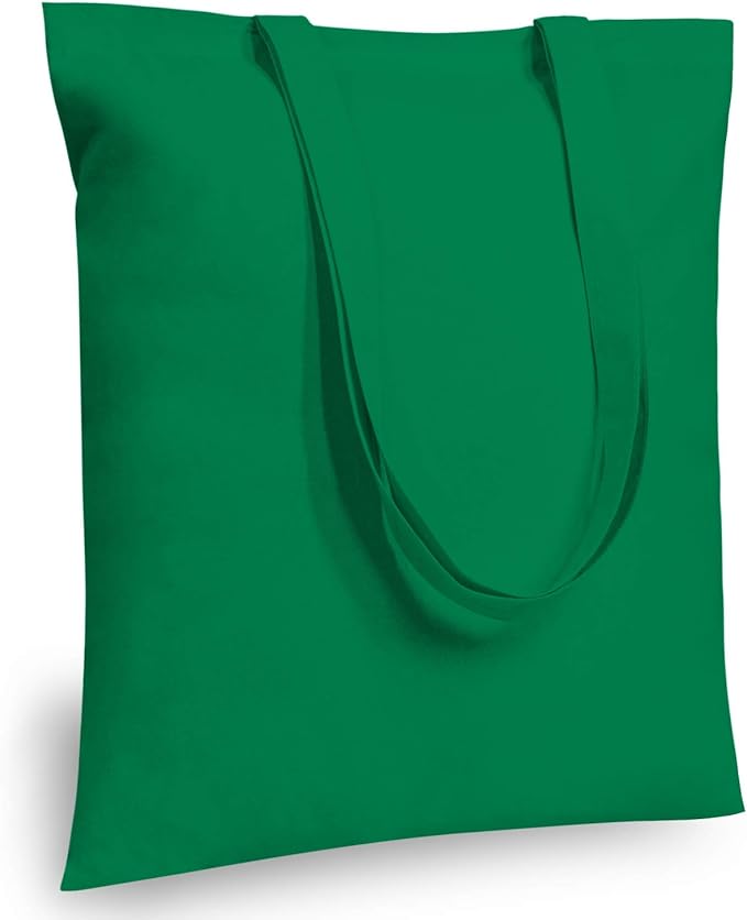 TOPDesign 12-Pack Economical 16"x15" Kelly Green Cotton Tote Bag, Lightweight by TOPDesign