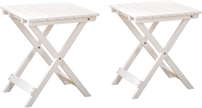 2 Pcs Small Folding Patio Side Table Outdoor Wood Wooden Small End Portable by BestforYou