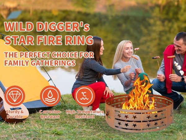 Fire Pit Ring, Outdoor Cooking Camping Steel Fire Ring Combo Insert DIY - Image 8