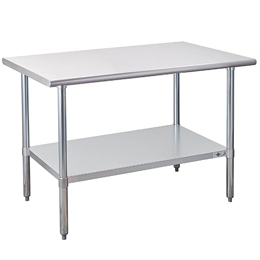 Profeeshaw Stainless Steel Prep Table 48x30 Inch NSF Commercial Work Table by Profeeshaw