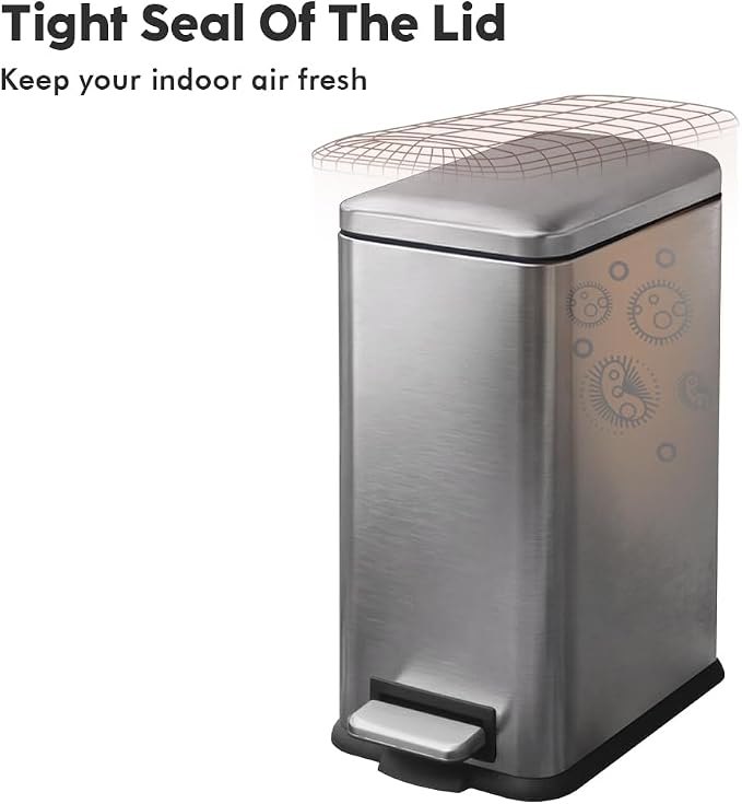 12 Gallon Slim Trash Can Kitchen, Stainless Steel Trash Can - Image 7