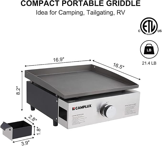 Camplux Propane Gas Grill, Flat Top Grill Station - Image 7