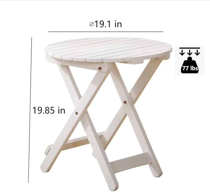 Outdoor Small Round Folding Side Table, Foldable Wooden End Tables - Image 3