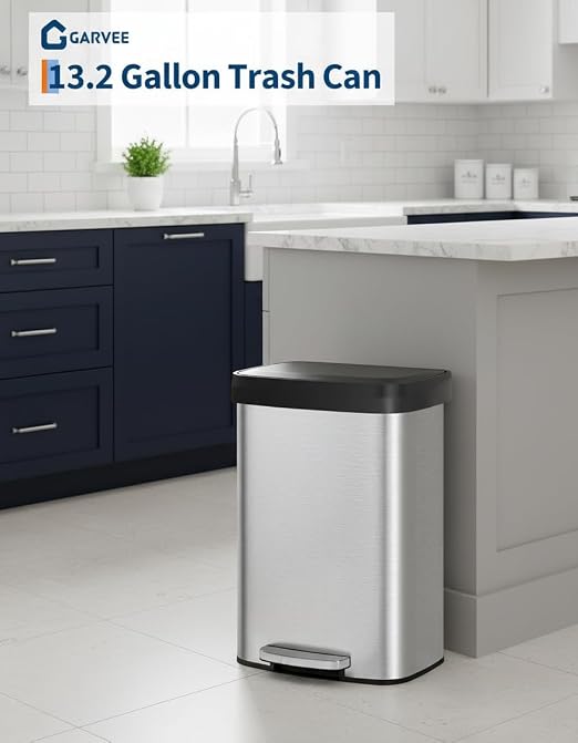 Garvee 16 gal / 60 L Stainless Steel Trash Can - Image 2