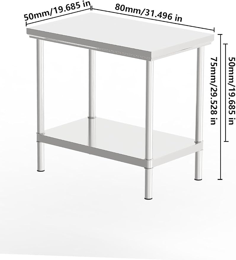 Stainless Steel Commercial Kitchen Prep Table, 39x20 Inch, NSF Work Table - Image 3