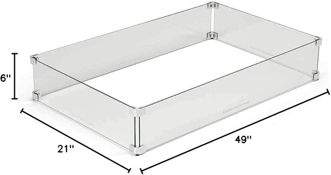 HPC Fire Rectangle Fire Pit Glass Wind Guard, 49x21-Inch - Image 3