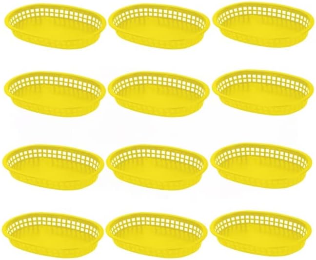TrueCraftware- 10-3/4" Oblong Fast Food Basket Yellow Plastic Set of 12- Fry by Unknown