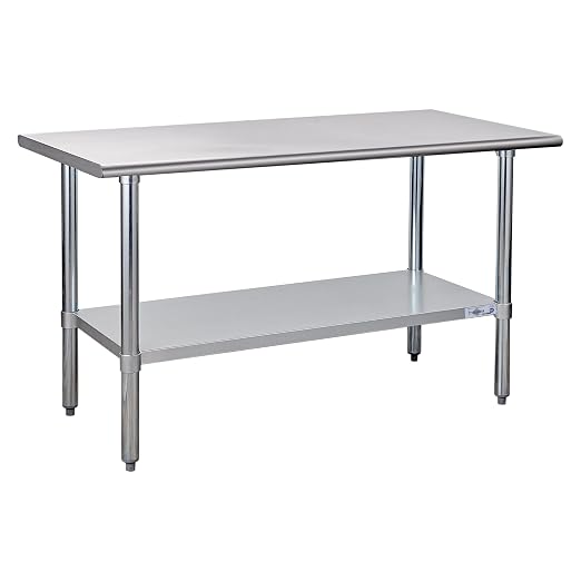 Profeeshaw Stainless Steel Prep Table 60x24 Inch NSF Commercial Work Table by Profeeshaw