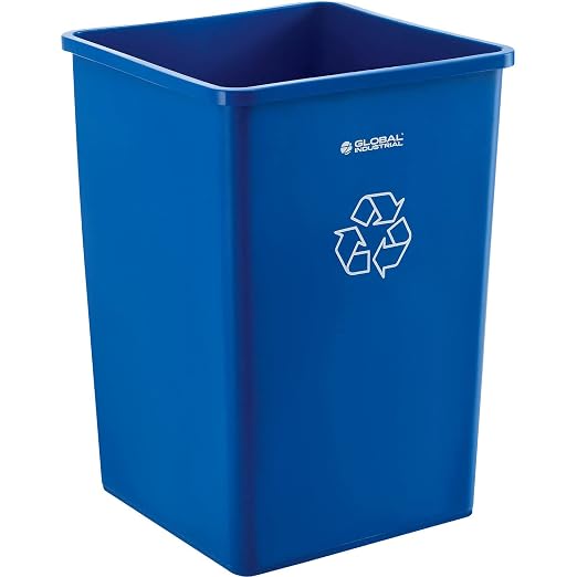 Global Industrial Square Plastic Recycling Trash Can, 35 Gallon Capacity by GlobalIndustrial