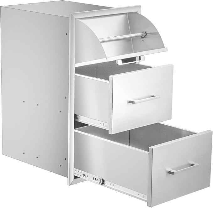 TIANAI Outdoor Kitchen Double Drawer w/Paper Towel Holder Combo Works by TIANAI